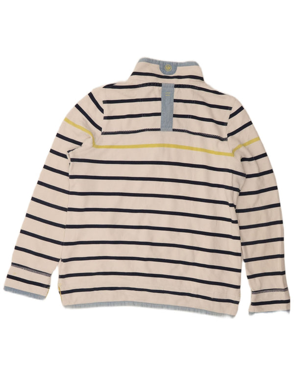 Fat Face Womens Zip Neck Sweatshirt Jumper UK 14 Large White Striped Cotton