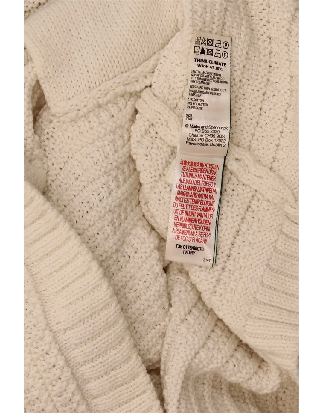 Marks & Spencer Damski sweter typu Crop Cardigan UK 16, duży w kolorze złamanej bieli