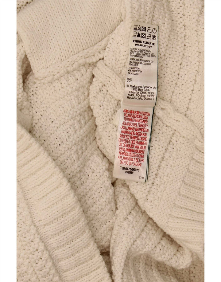 Marks & Spencer Damski sweter typu Crop Cardigan UK 16, duży w kolorze złamanej bieli