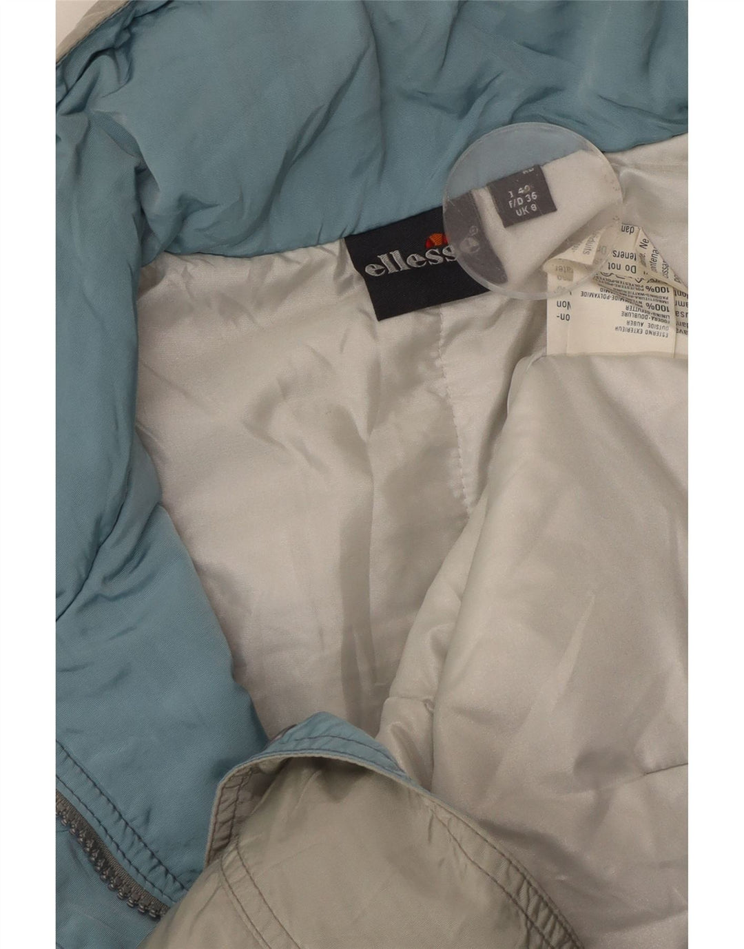 Damska, obszerna, wyściełana kurtka z kapturem Ellesse UK 8 Small, szary poliamid