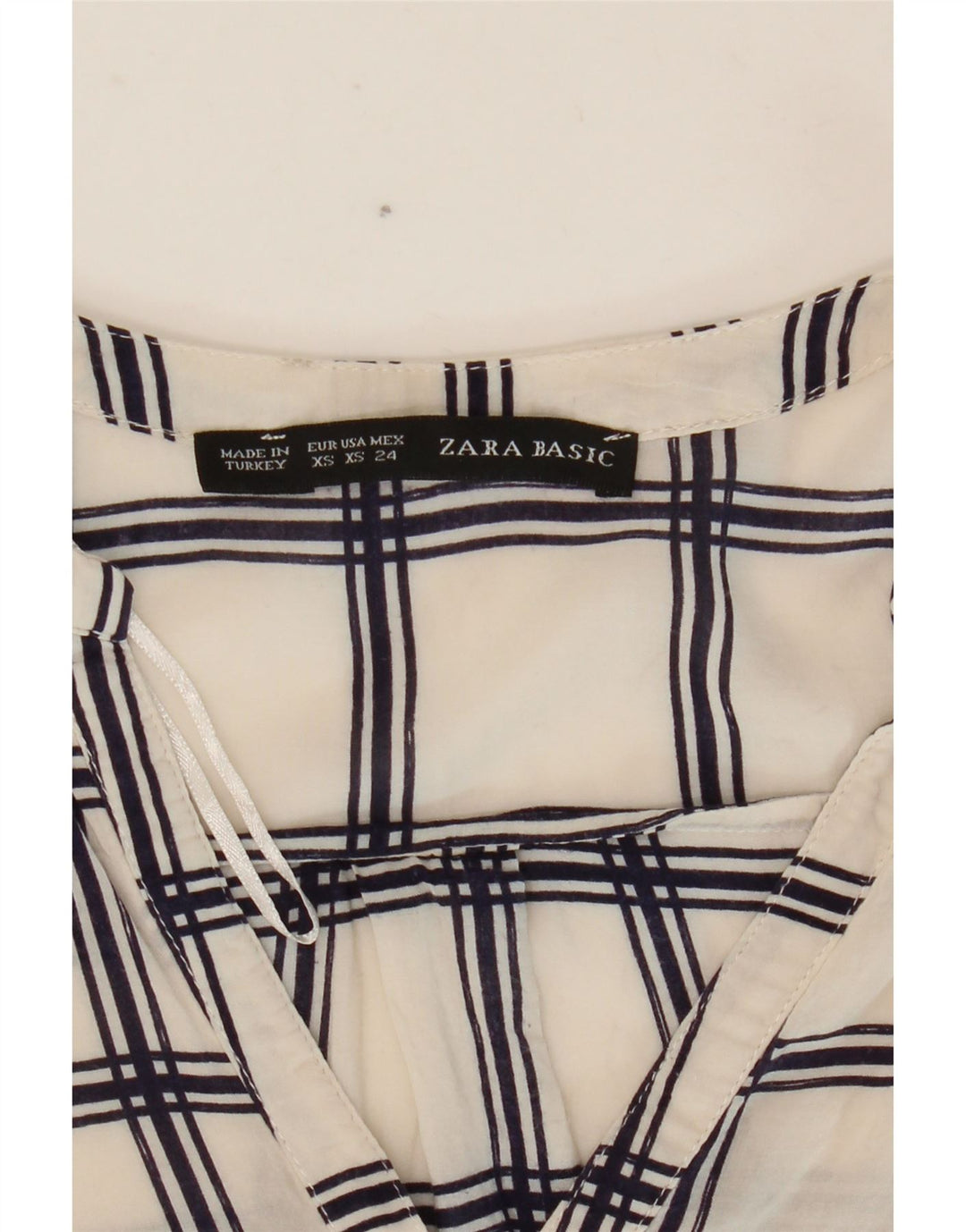 Damska bluzka z rękawem 3/4 Zara UK 6 XS w białą kratkę