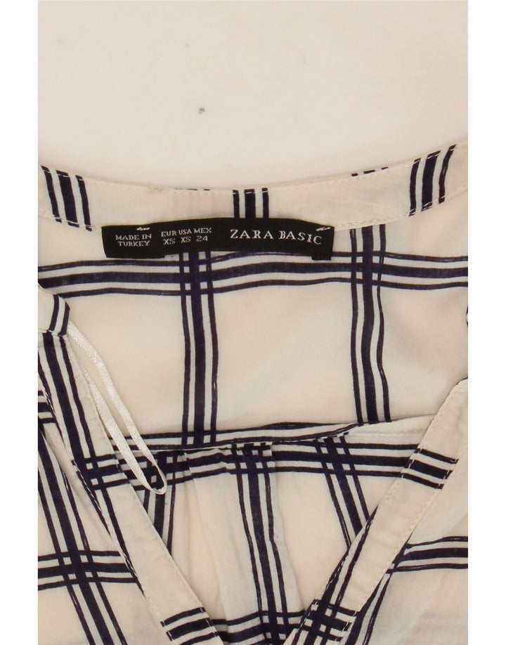 Damska bluzka z rękawem 3/4 Zara UK 6 XS w białą kratkę