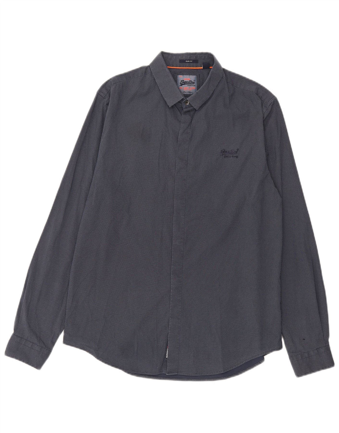 Męska koszula Superdry Slim Fit, duża, granatowa, bawełniana w cętki