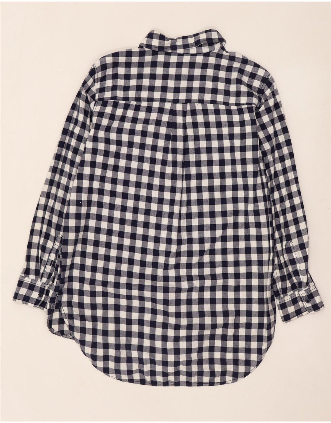 Damska koszula flanelowa Benetton Longline UK 10, mała granatowa kratka