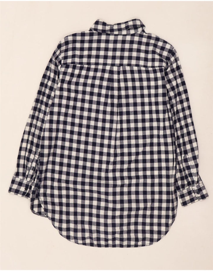 Damska koszula flanelowa Benetton Longline UK 10, mała granatowa kratka