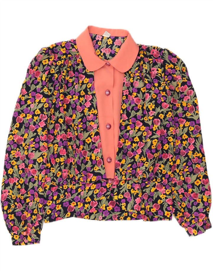 VINTAGE Womens Shirt Blouse UK 14 Medium Multicoloured Floral Vintage Vintage and Second-Hand Vintage from Messina Hembry 