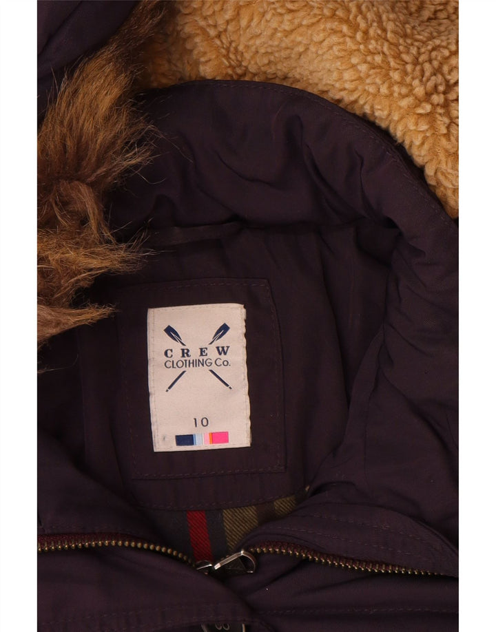 Crew Clothing Damska ocieplana kurtka z kapturem UK 10, mały, fioletowy poliester