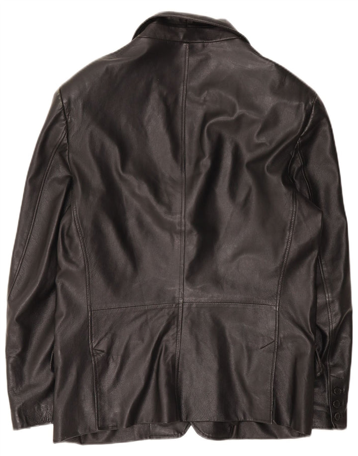 Vintage męska skórzana marynarka zapinana na 3 guziki IT 50 duża czarna skóra