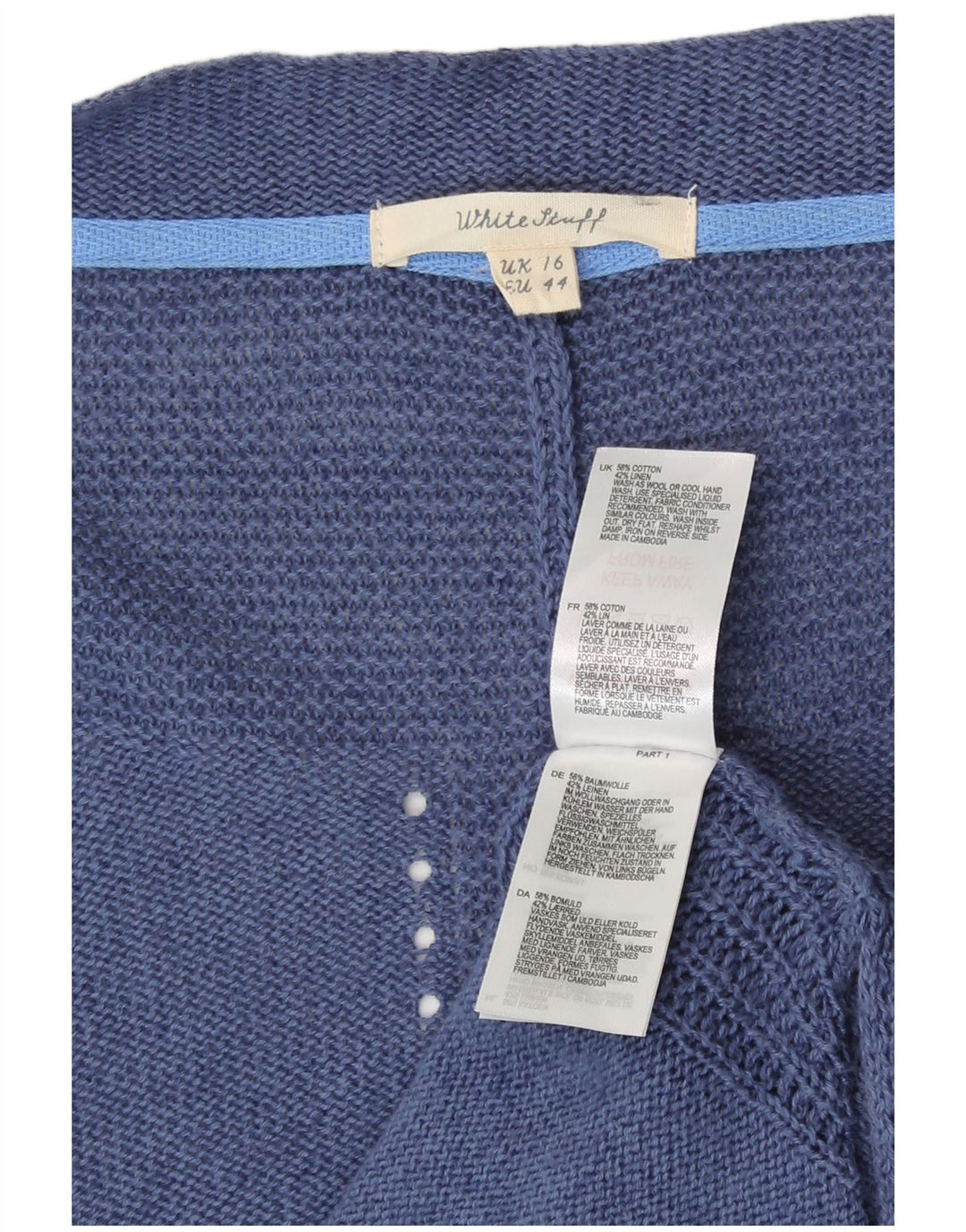 Damski sweter rozpinany White Stuff UK 16, duży, niebieski, bawełniany