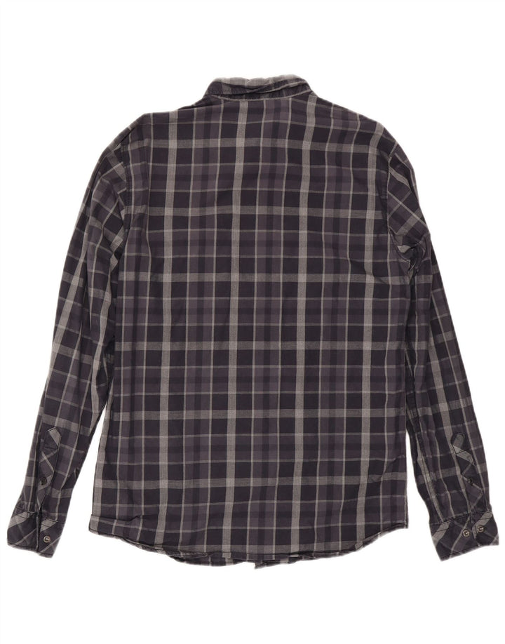 JACK & JONES Mens Shirt Medium Navy Blue Check Cotton