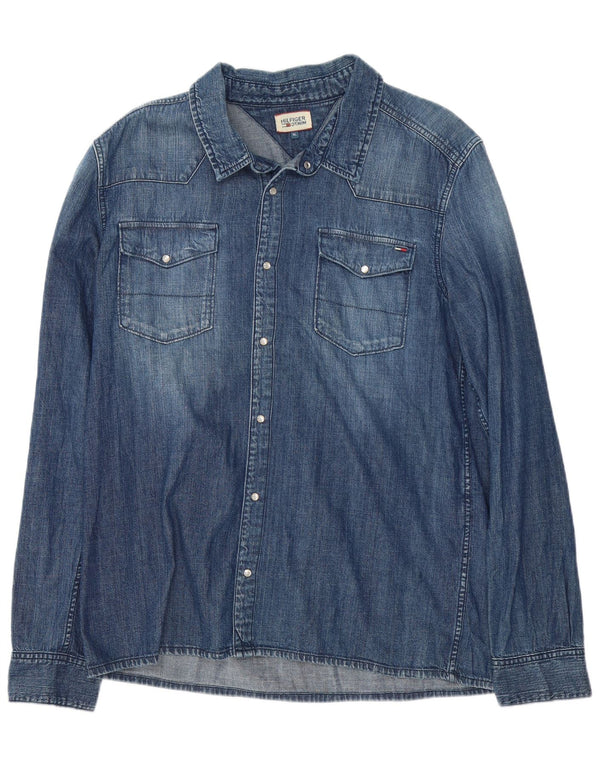 Męska koszula dżinsowa Tommy Hilfiger XL, niebieska, bawełniana