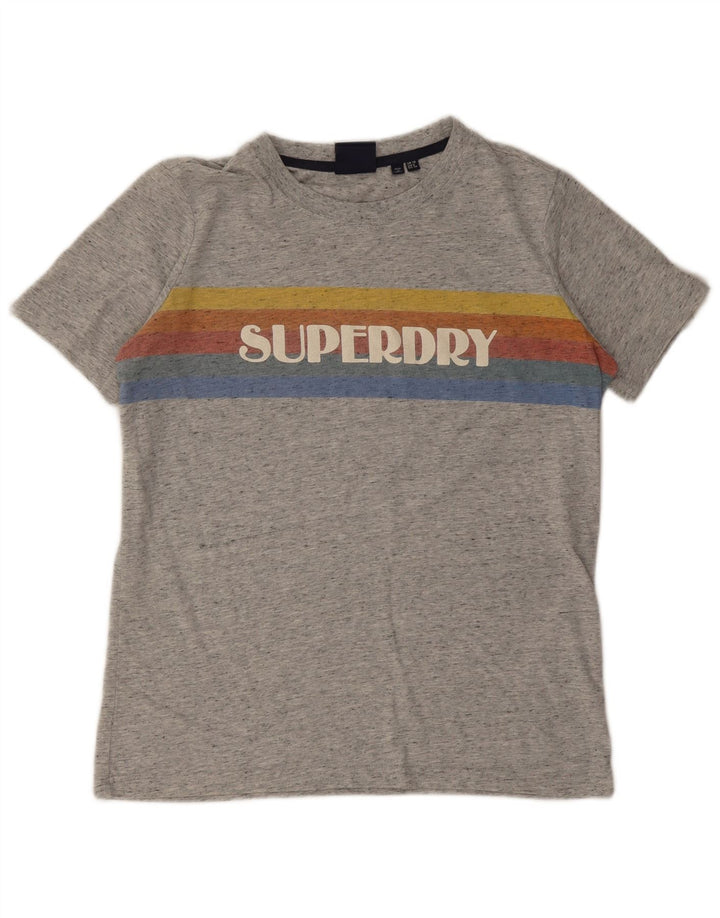 Damska koszulka oversize Superdry z grafiką Top UK 10, mała, szara, nakrapiana