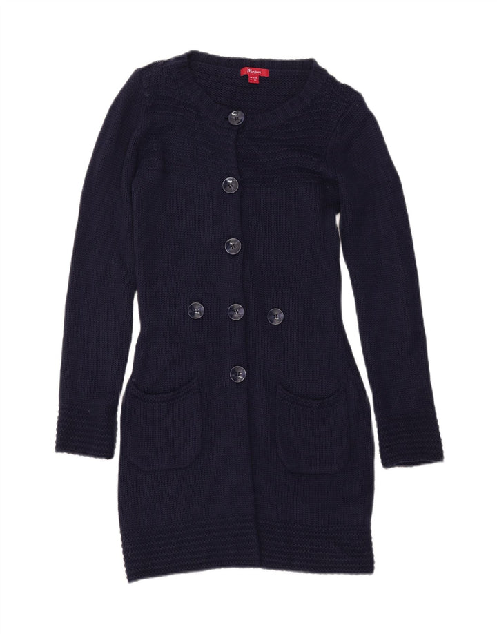 Damski sweter o przedłużonym fasonie MONSOON UK 8, mały, granatowy, akrylowy