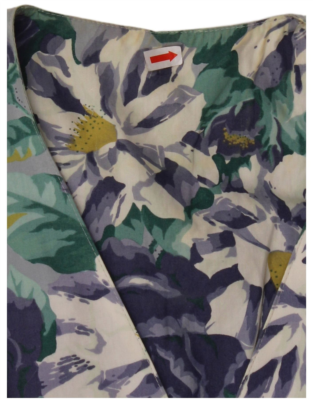 Bluzka damska VINTAGE z krótkim rękawem UK 14, duża niebieska w kwiaty