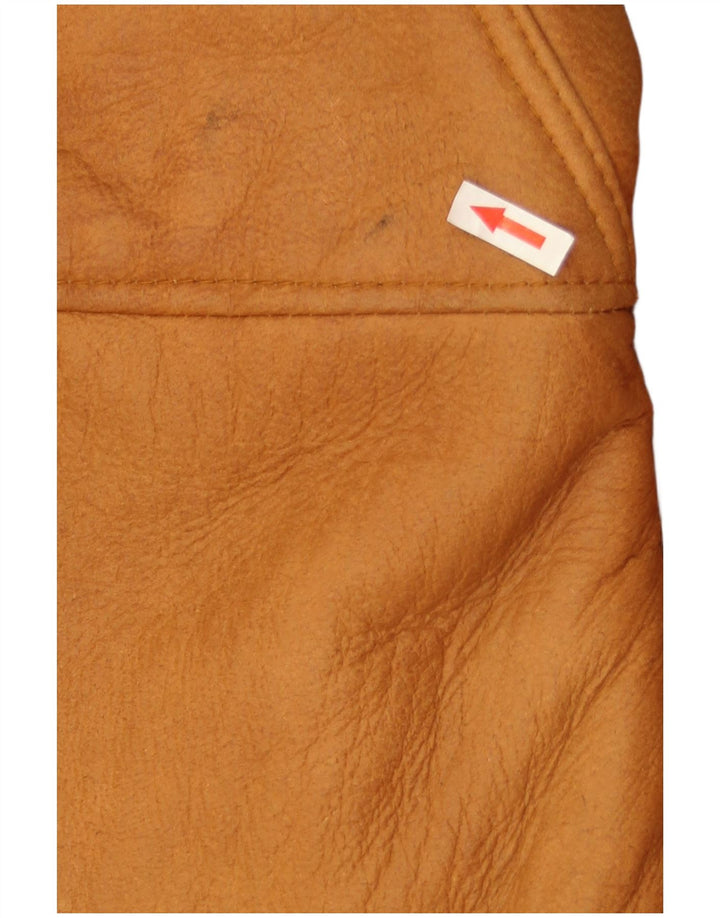 Vintage damska, oversize'owa kurtka shearling z kapturem EU 40, średnia beżowa skóra
