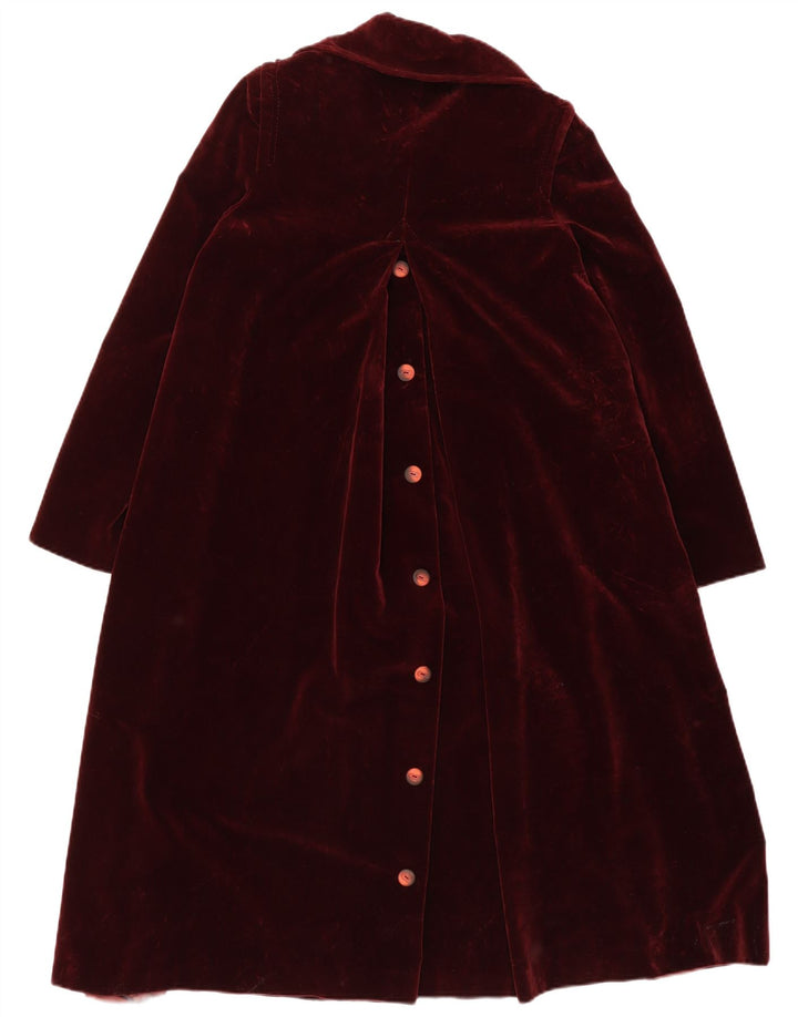 Aksamitny płaszcz damski w stylu vintage IT 46, duży, bordowy
