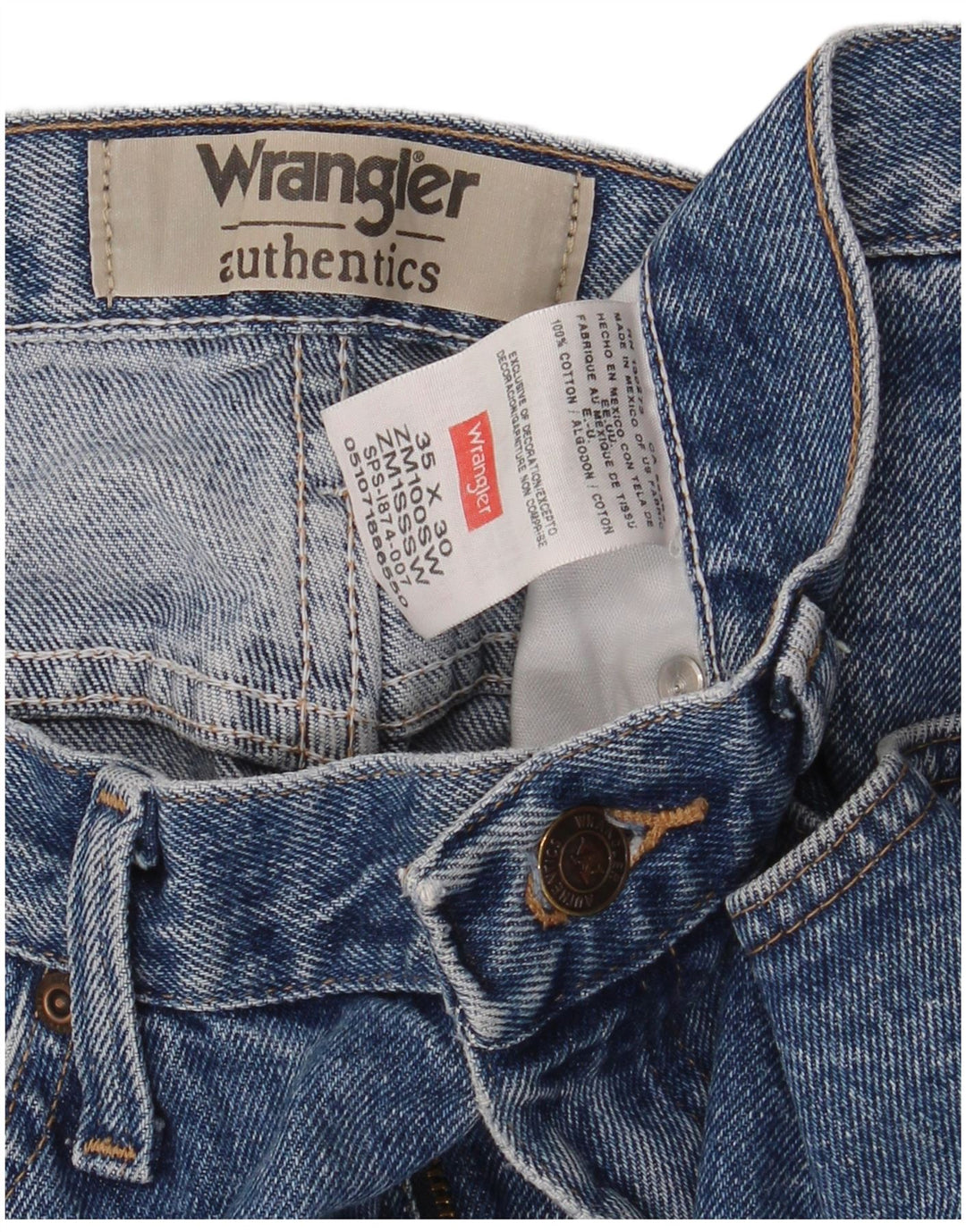Wrangler Męskie proste dżinsy W35 L30 Niebieskie bawełniane