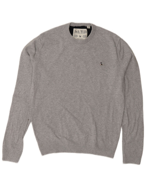 Sweter damski Jack Wills z okrągłym dekoltem UK 14, średnioszary, bawełniany w plamki