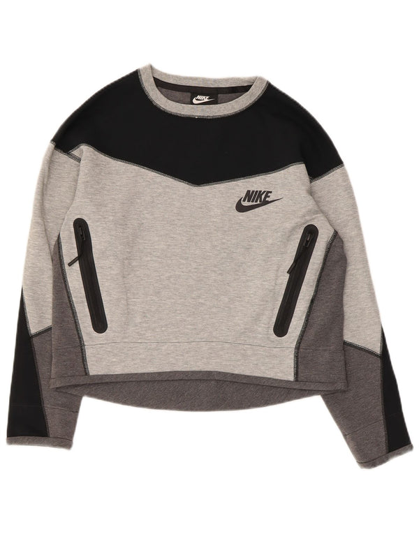 Damska bluza Nike Crop Sweatshirt UK 6 XS Szara bawełna z blokami kolorów