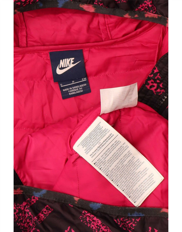 Damska kurtka z kapturem i wyściełaną grafiką Nike UK 10, mała, różowa, geometryczna