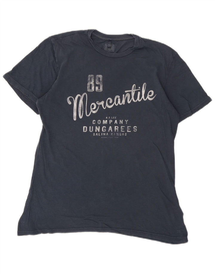 Męski T-shirt Lee z grafiką, średni, granatowy, bawełniany