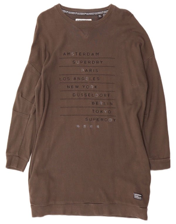 Damska bluza oversize Superdry z grafiką, sukienka UK 10, mały brązowy