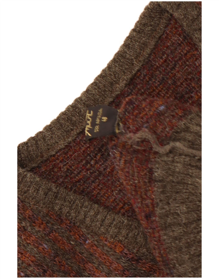 Męski sweter VINTAGE z dekoltem w kształcie litery V IT 48 Średni brąz Argyle/Diament