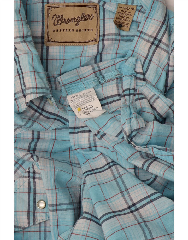 Koszula męska z krótkim rękawem Wrangler XL, bawełniana, w niebieską kratkę