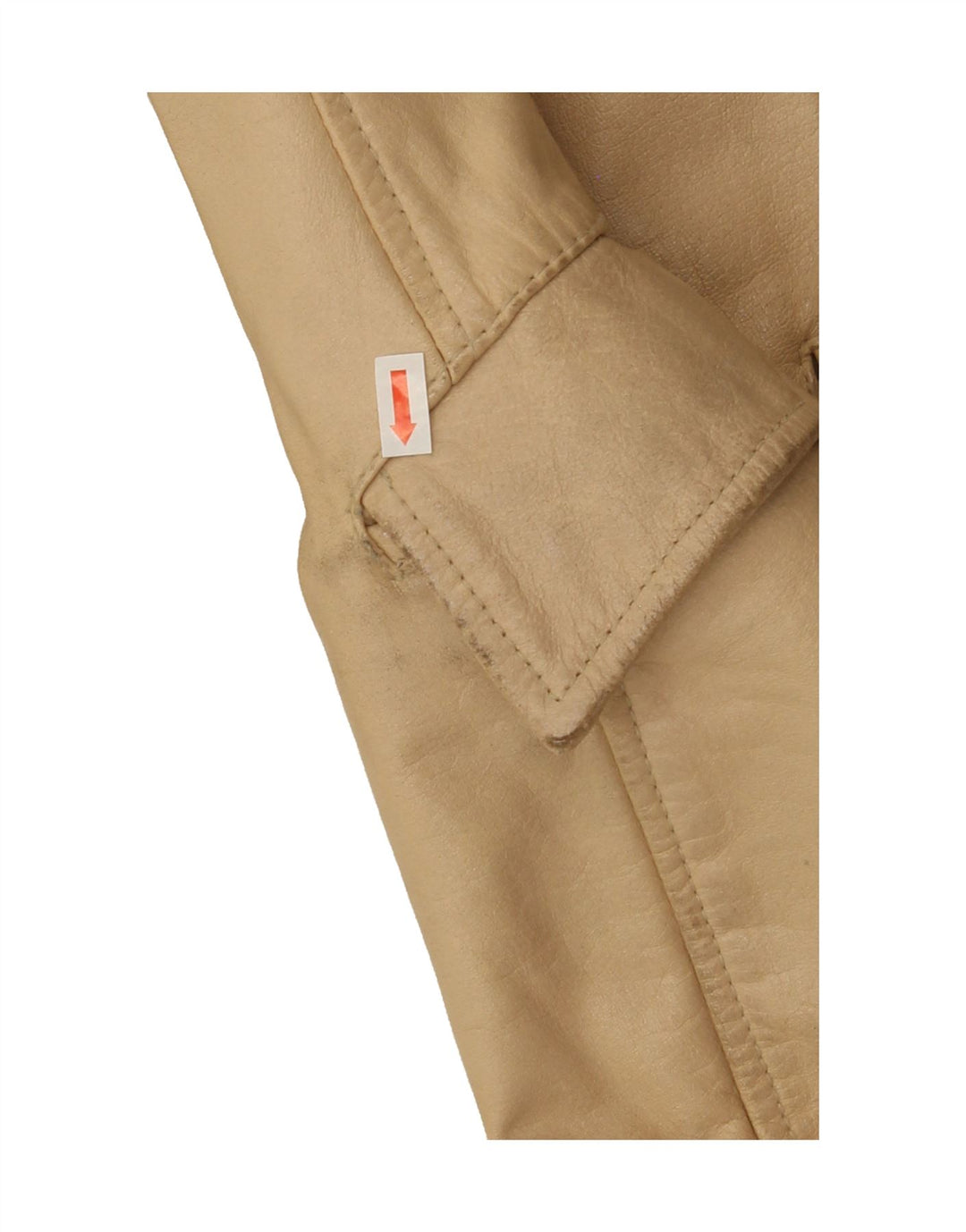 AKASO Womens 3 Button Leather Blazer Jacket UK 14 Large Beige Leather Vintage Akaso and Second-Hand Akaso from Messina Hembry 