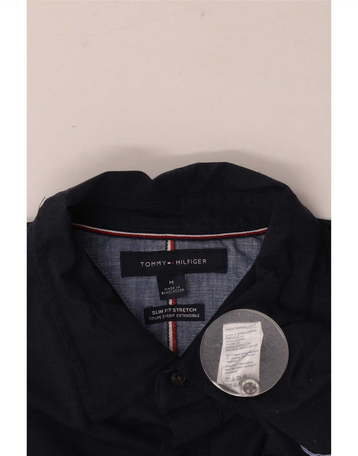 Męska koszula slim fit Tommy Hilfiger, średnia, granatowa, bawełniana w cętki