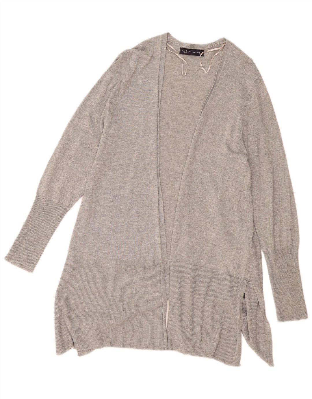 Marks & Spencer Damski sweter rozpinany o długim kroju, UK 14, średni szary