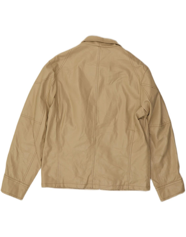 VINTAGE Mens Leather Jacket UK 40 Large Beige Leather