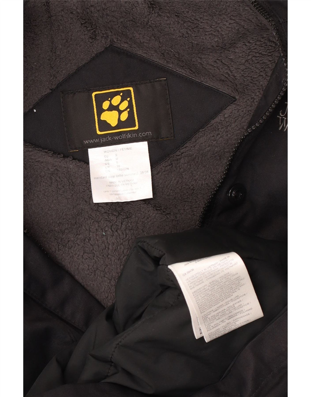 Damski płaszcz wiatrówka Jack Wolfskin z kapturem, oversize UK 10 Small Black