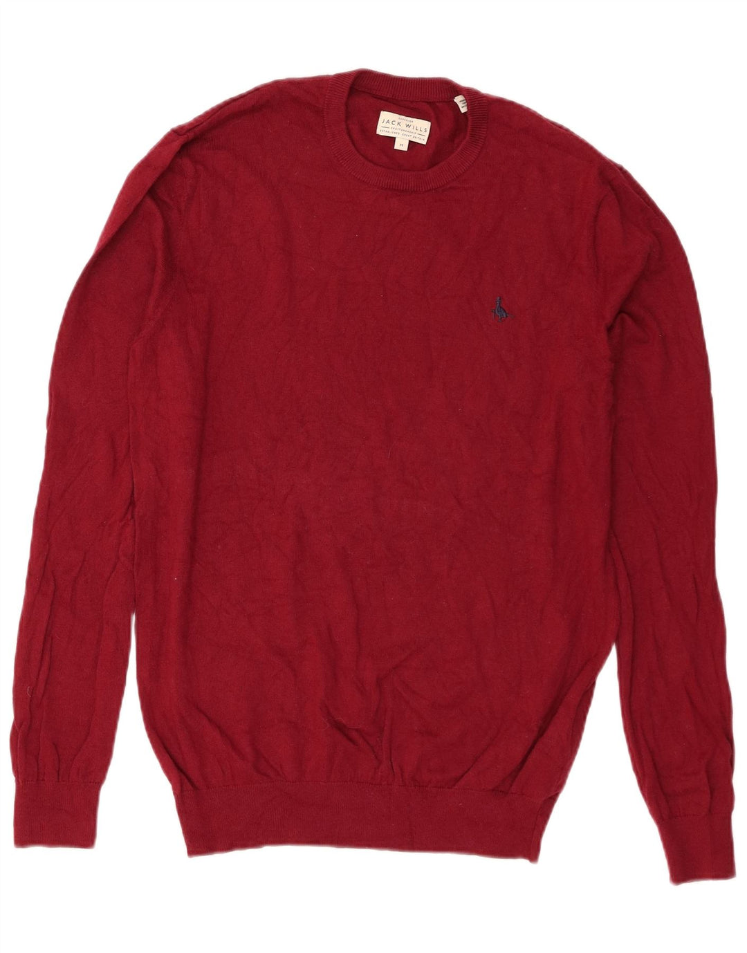 Jack Wills Męski sweter z okrągłym dekoltem o regularnym kroju, średnio czerwony, bawełniany