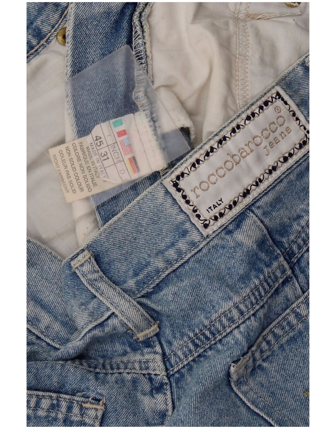 Damskie dżinsy z wysokim stanem Roccobarocco IT 45 Medium W31 L31 Niebieskie