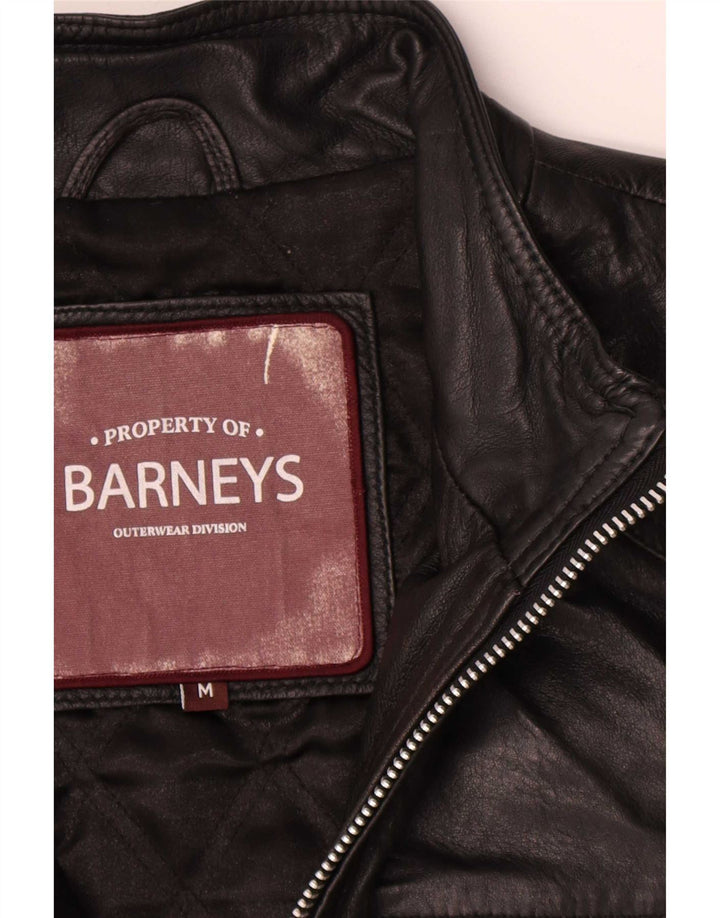 Męska kurtka skórzana BARNEYS UK 38, średnia czarna