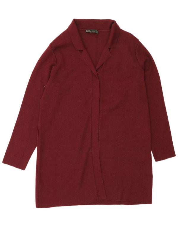 Damski sweter o przedłużonym fasonie Zara UK 16, duża, bordowa wełna