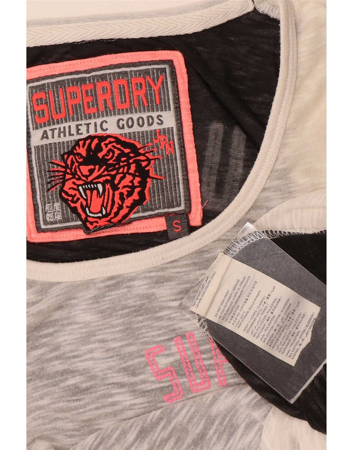 Damska kamizelka z grafiką Superdry Top UK 10, mała, szara, z blokami kolorów, poliester