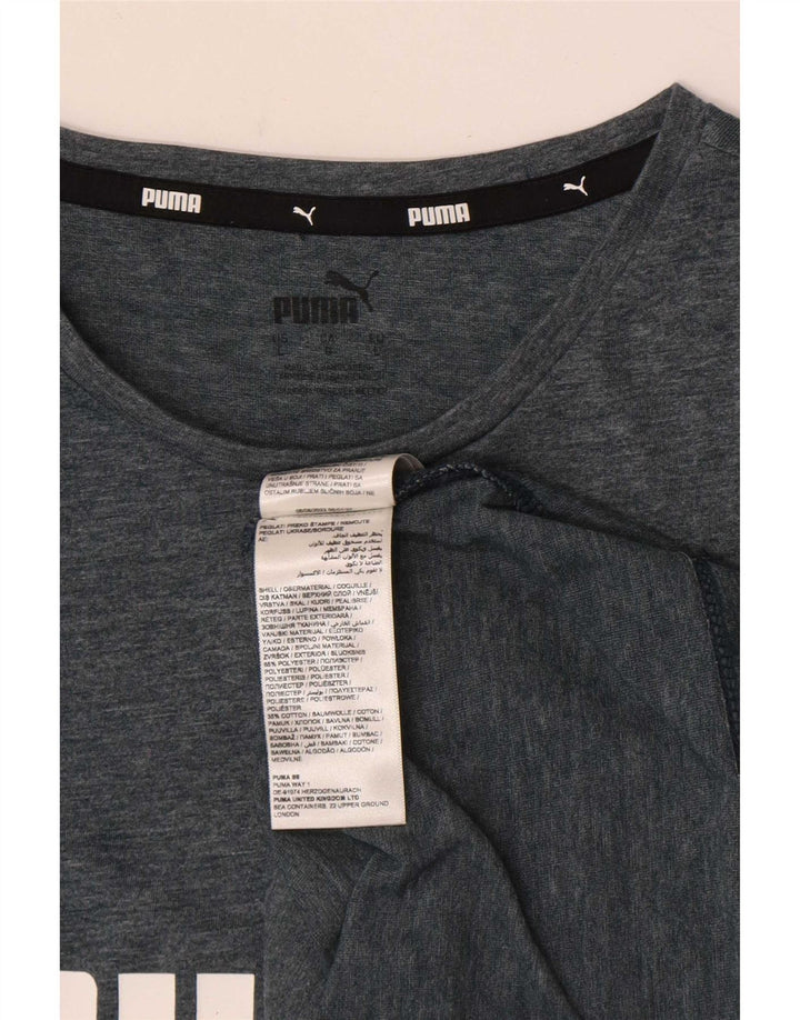 Męska koszulka z grafiką Puma, duża, szara, poliestrowa