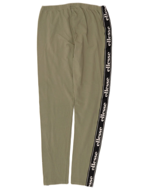 Damskie legginsy z grafiką ELLESSE UK 14, duże, zielone, bawełniane z blokami kolorów