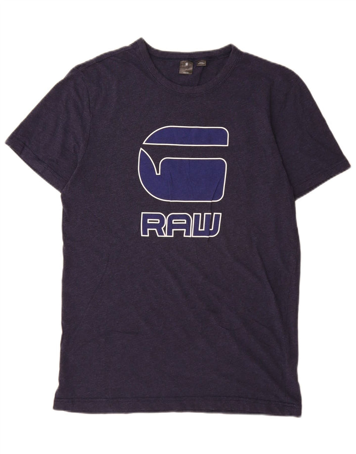 Męska koszulka z grafiką G-Star, średnia, granatowa bawełna