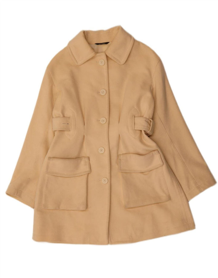 STEFANEL Womens Overcoat IT 40 Small Beige Polyester