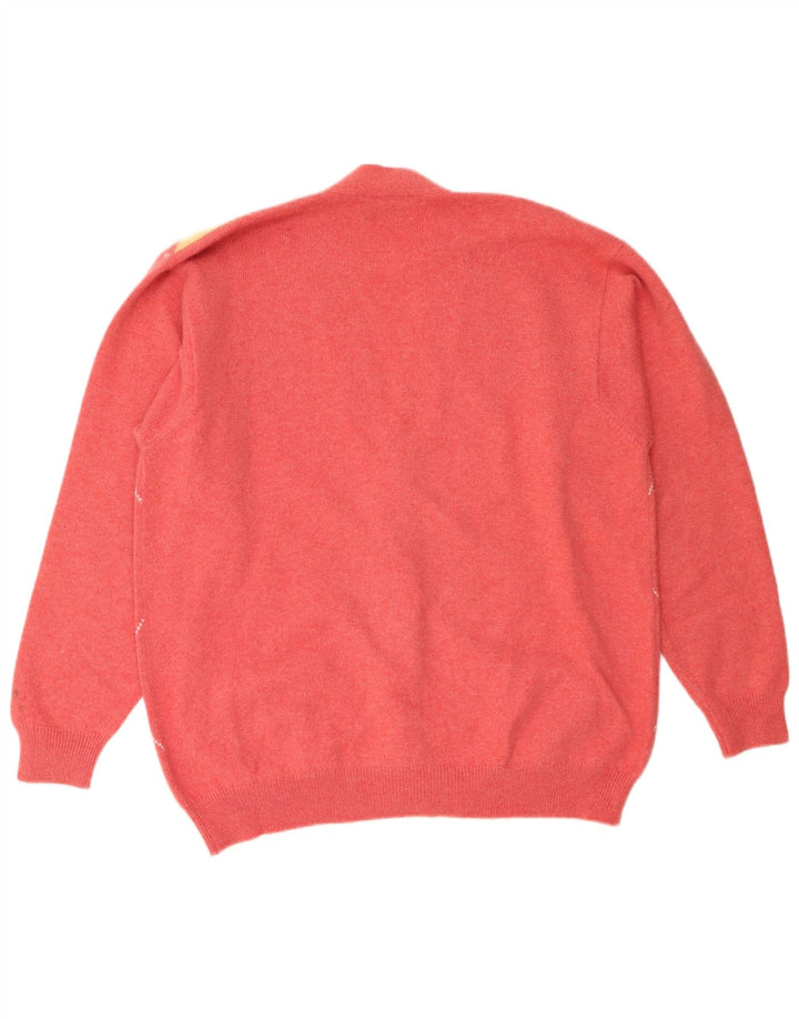 Sweter męski Peter Scott, duży, różowy, argyle/diamentowa wełna