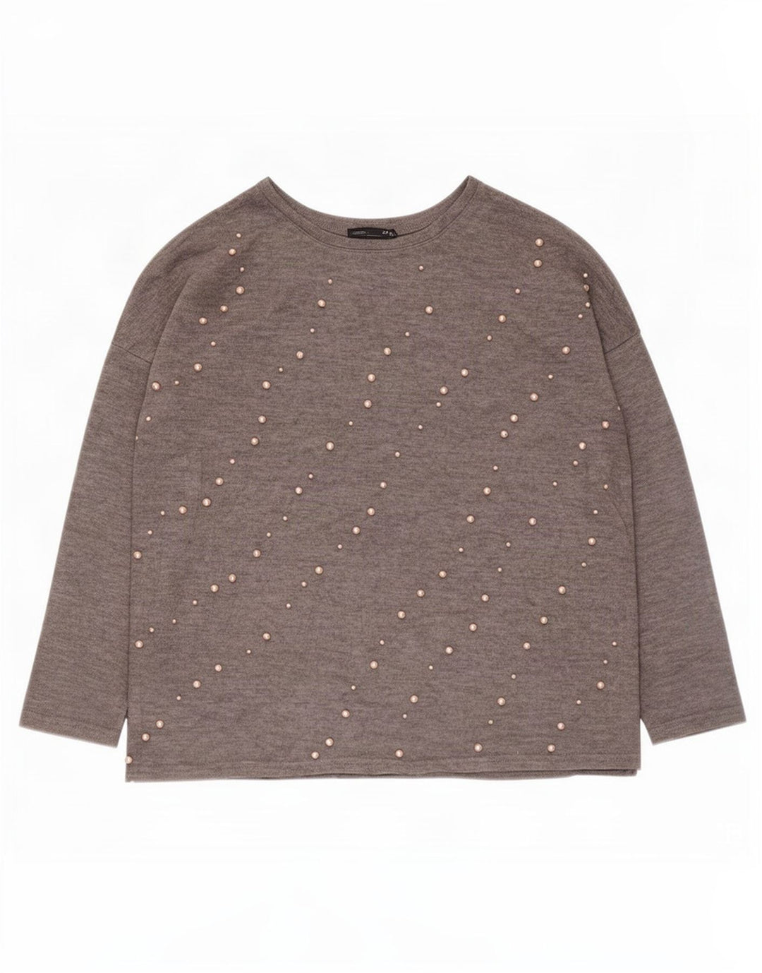Damski top oversize z długim rękawem Zara UK 14, średni szary