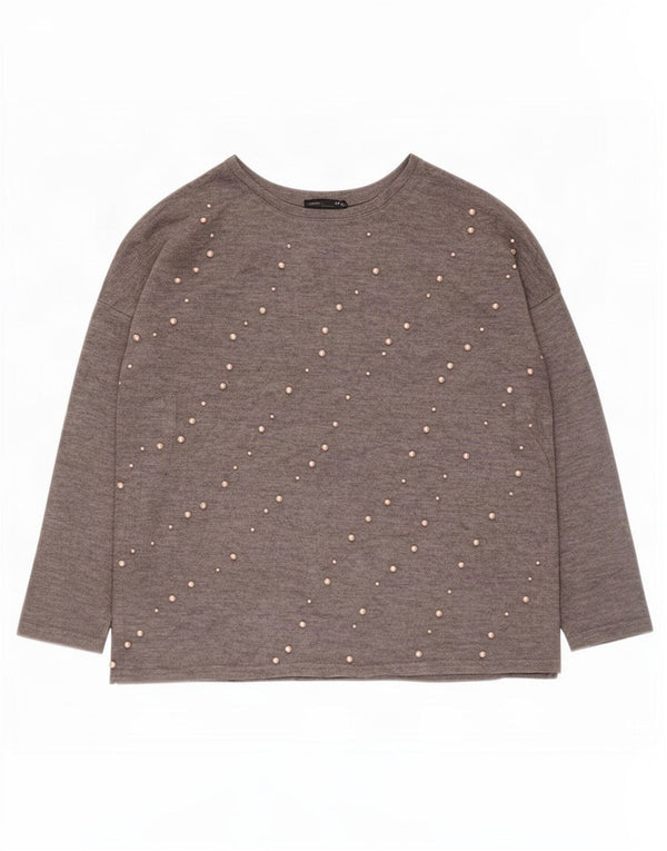 Damski top oversize z długim rękawem Zara UK 14, średni szary