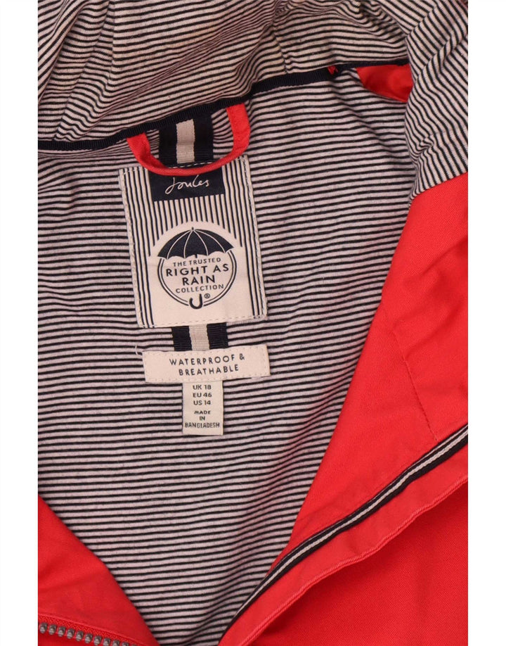 Damska kurtka przeciwdeszczowa Joules z kapturem, oversize UK 18 XL, czerwona bawełna