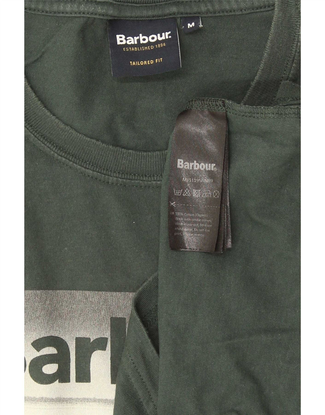 Męski T-shirt z grafiką Barbour o dopasowanym kroju, średniej wielkości bawełna w kolorze zielonym
