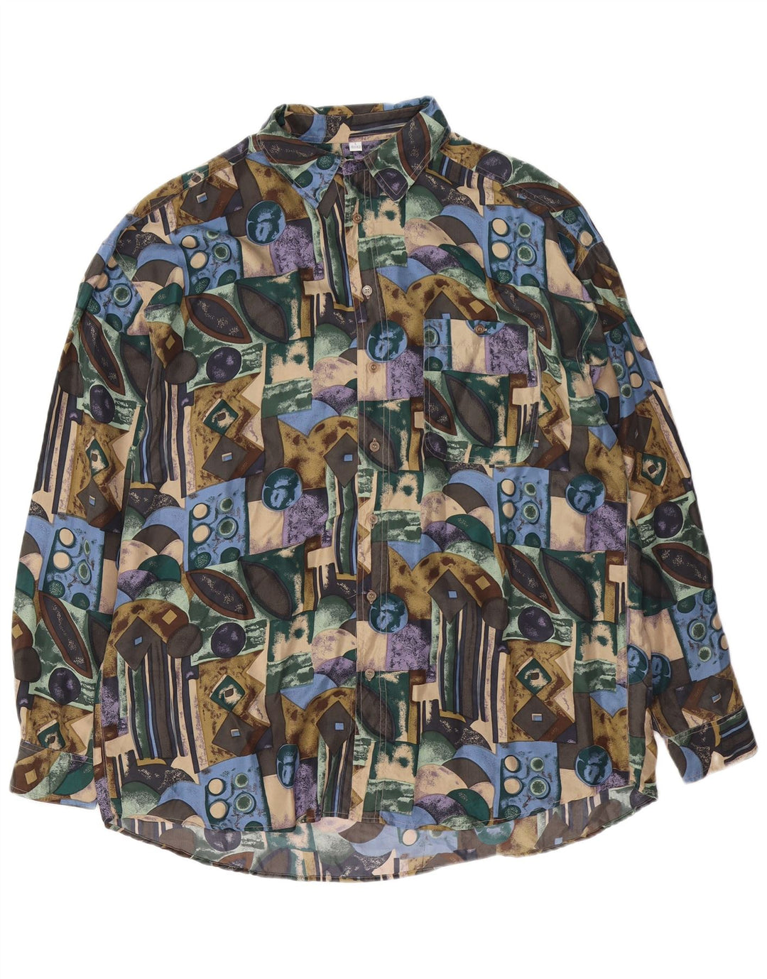 Nowa, szybka męska koszula w abstrakcyjny wzór, rozmiar 41/42, duży, wielobarwny jedwab