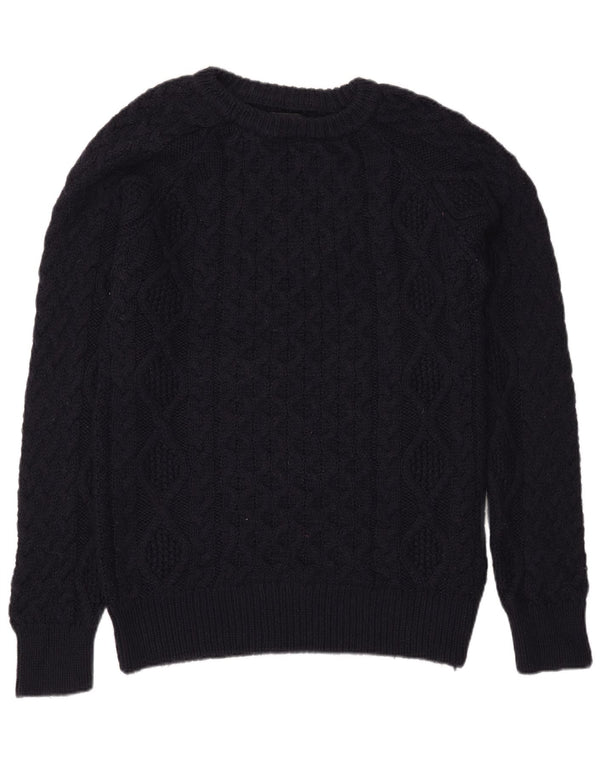 Zara Męski sweter z dekoltem w łódkę, duży, granatowy, wełniany