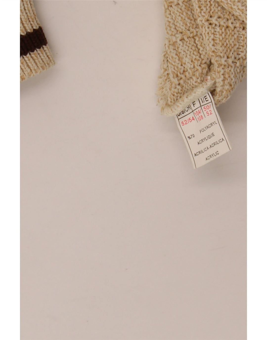 Męski sweter z okrągłym dekoltem w stylu VINTAGE IT 52 XL Beżowy poliakryl